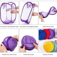 thumbnail image 3 of Cesto de ropa sucia plegable de malla emergente con bolsillo lateral, bolsa de almacenamiento con asas para ropa sucia, organizador de viaje para el hogar, 2 unidades por paquete, 3 of 7