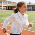 thumbnail image 4 of Dlentnea Kids Girls Cotton Shirts Blouse Button down Collar Classic Long Sleeve School Uniform Dress Shirt Tops, 4 of 7