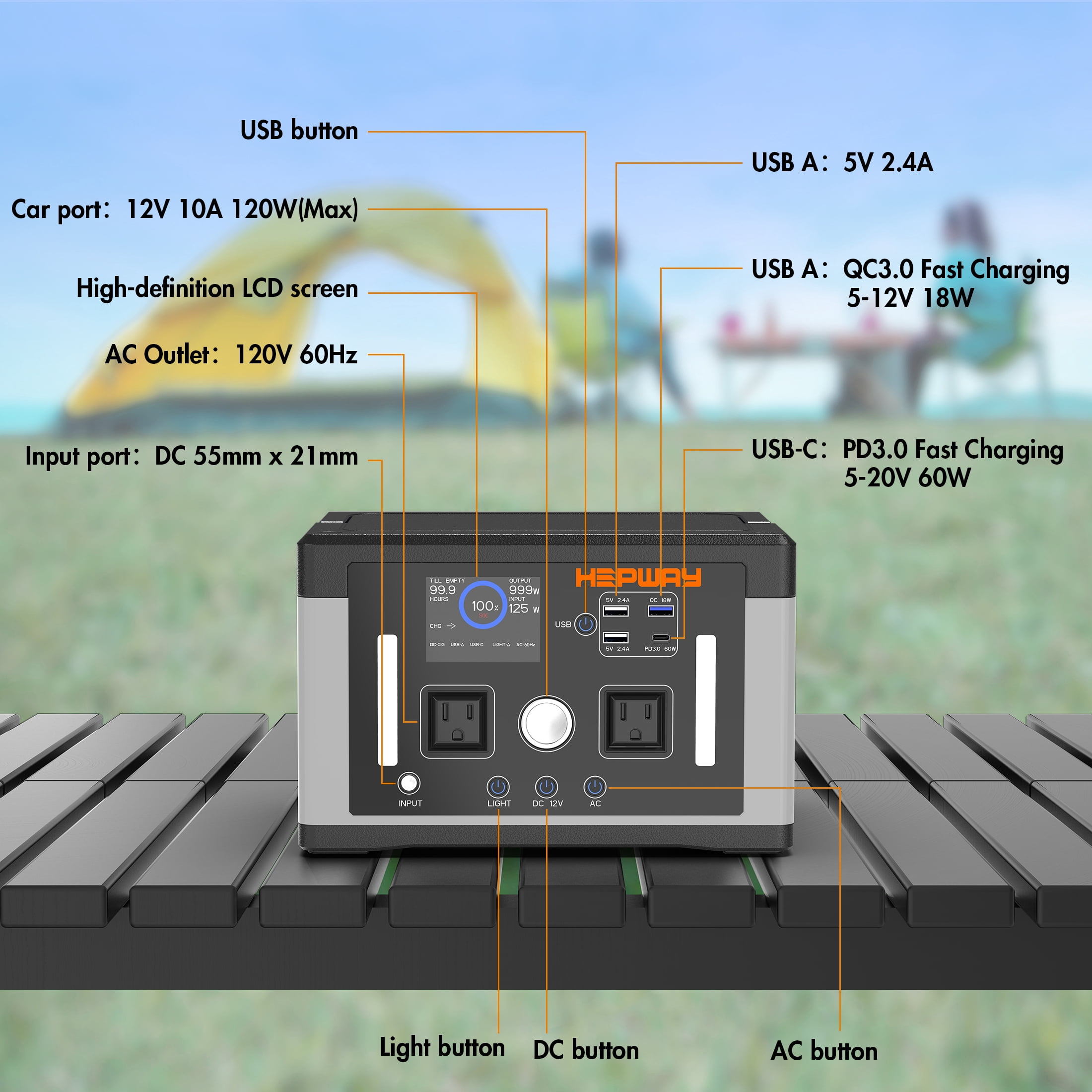 HEPWAY Euler P700 Portable Power Station 700W (Surge 1000W) 577Wh Solar Generator 120V AC Outlets, 3000+ Cycles Solar Power Bank for Home Backup Battery Emergencies, Camping & RVs, Blackout, CPAP