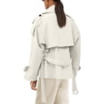 thumbnail image 4 of Spring Fall Women Long Sleeve Solid Double Breasted Lapel Trench Coat with Belt, 4 of 5