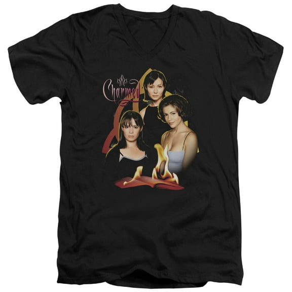 Charmed Original Three Adult V-Neck T-Shirt Black