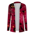 thumbnail image 4 of Women's Cardigan Sweater Lightweight Loose Casual Open Front Pumpkin/Ghost Printed Long Sleeve Jacket Outerwear (X-Large, Red A), 4 of 5