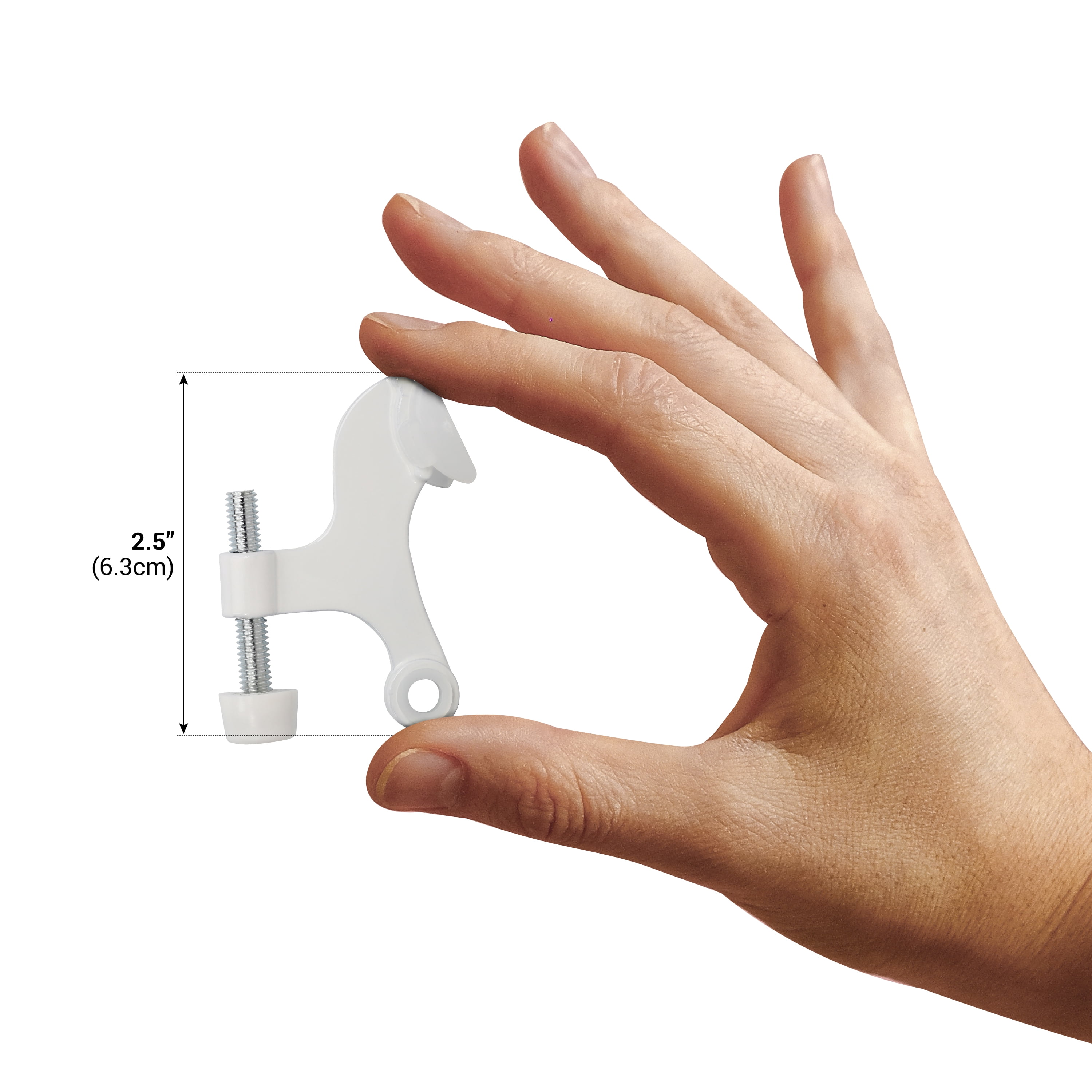 10 Pack Rok Hardware Heavy Duty Hinge Pin Door Stop, White Finish with White Rubber Trims