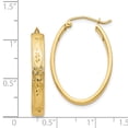 thumbnail image 4 of Primal Gold 14K Yellow Gold Satin and Diamond Cut Oval Hoop Earrings, 4 of 4