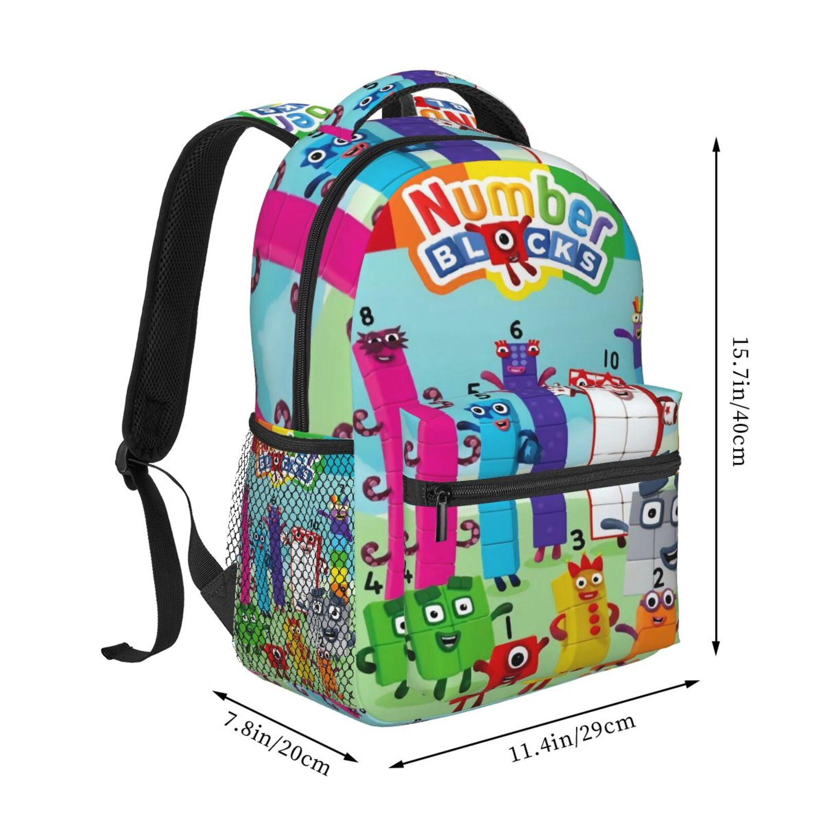 Number Blocks (3) Cartoon Casual Backpack Laptop Student Travel Backpacks Schoolbag Bookbag Bags For School