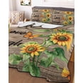 thumbnail image 2 of Quilts Twin XL Size, Sunflower Rustic Soft Comforter Bedding Set for Bed, Vintage Wooden Flowers Butterfly Lightweight Quilted Bedspread with Pillow Cover(2 Pieces) for All Season, 68x98 Inch, 2 of 6
