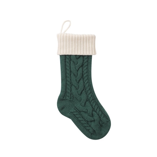 Gibobby Adornos navideños Calcetines navideños Bolsa de regalo Dulces para niños Interior Vacaciones familiares Fiesta de Navidad Decoración navideña Medias tejidas(Green)
