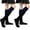 Black / Blue, variant on Couver Women's Triple Striped Knee High Tube Cotton Socks, Black Blue, 9-11, 2 Pairs