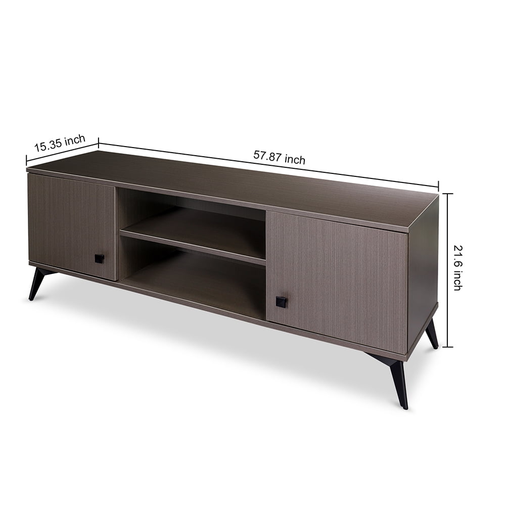 Kadyn Modern TV Stand, Wood TV Cabinet for up to 58 inch, TV Entertainment Center with Cabinet for Living Room, Rustic Brown