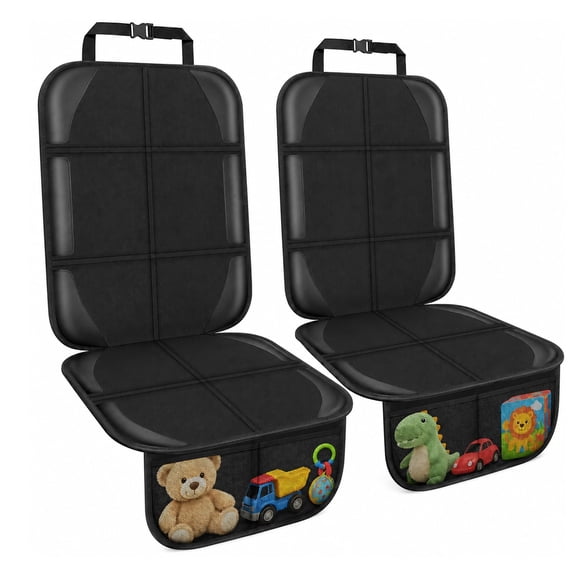2 Pack Car Seat Protector, Waterproof Durable 600D Fabric Baby & Pet Car Seat Mat, Anti-Slip Auto Seat Cover with Storage Pockets