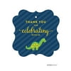 Andaz Press Birthday Fancy Frame Gift Tags, Thank You for Celebrating with Us, Dinosaur, 24-Pack, for Gifts and Party Favors