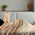 thumbnail image 3 of Sketchy Soft Flannel Fleece Throw Blanket, Eastern Design with Floral Oriental Leaves Like Lines Details Art Print, Cozy Plush for Indoor and Outdoor Use, 50" x 60", Brown, by Ambesonne, 3 of 5