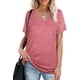thumbnail image 2 of Camisetas de mujer con cuello en V de manga corta de verano Tops sueltos Fokelyi WRHS-189-1, 2 of 4