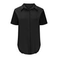 thumbnail image 4 of Scyoekwg Womens Short Sleeve T Shirts Button Turndown Neck Shirts Dressy Casual Blouses Trendy Shirts Solid Color Loose Lightweight Blouses (Black,XXL), 4 of 6