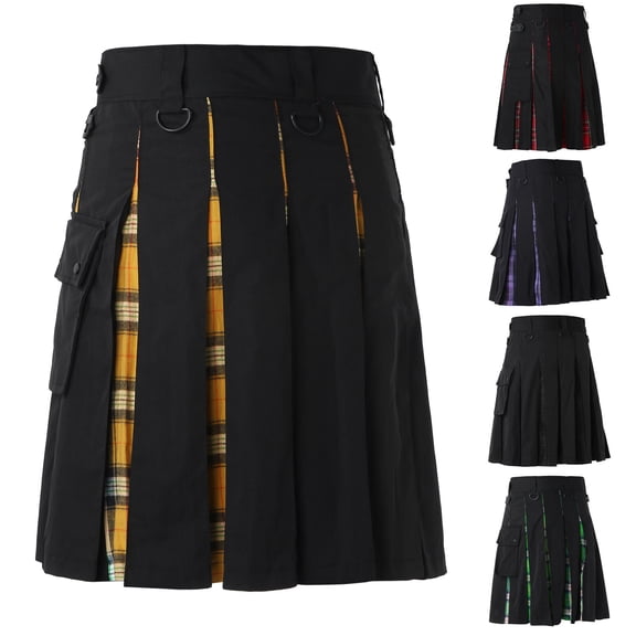Shadoumai Men's Utility Kilt Scottish Traditional Style Skirt High Waist Plaid Pleated Skirt Mens Modern Gothic Kilts 2026 Winter
