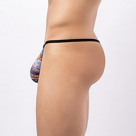 Vedolay Men Briefs Mens Brief Double Layer Light Beach Pants Vertical Stripe Print Mens Underwear,Gold XXL