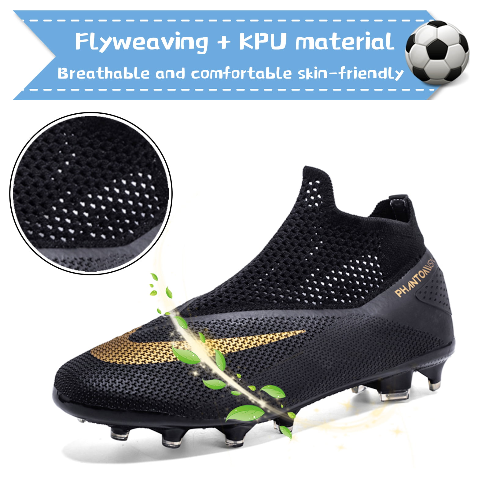 Mens Boys Soccer Shoes Outdoor Football Shoes Firm Ground Soccer Cleats 