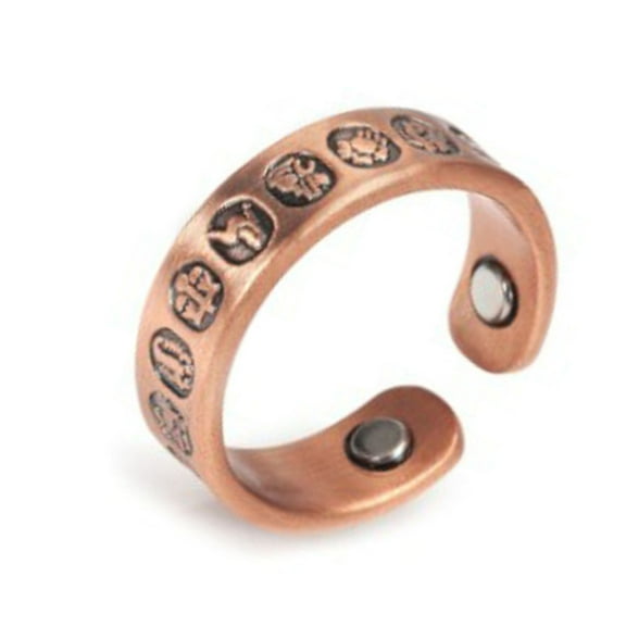 Metaljc Magnetic Pure Copper Open Cuff Ring for Women, Adjustable Copper Jewelry, Gift for Wife