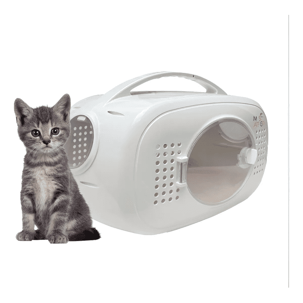Transportadora para Gato y Perros Pequeños | Jaula para Mascotas con Cama Acolchada | Cierre Seguro | Ventilación Óptima | Portátil y Ligera | Ideal para Viajes | Blanca