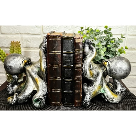 Ebros Nautical Sea Monster Octopus Bookends Set Statue Antique Bronze Finish