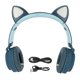 thumbnail image 1 of Gaming headset with cat ears, LED light, blue and green., 1 of 5