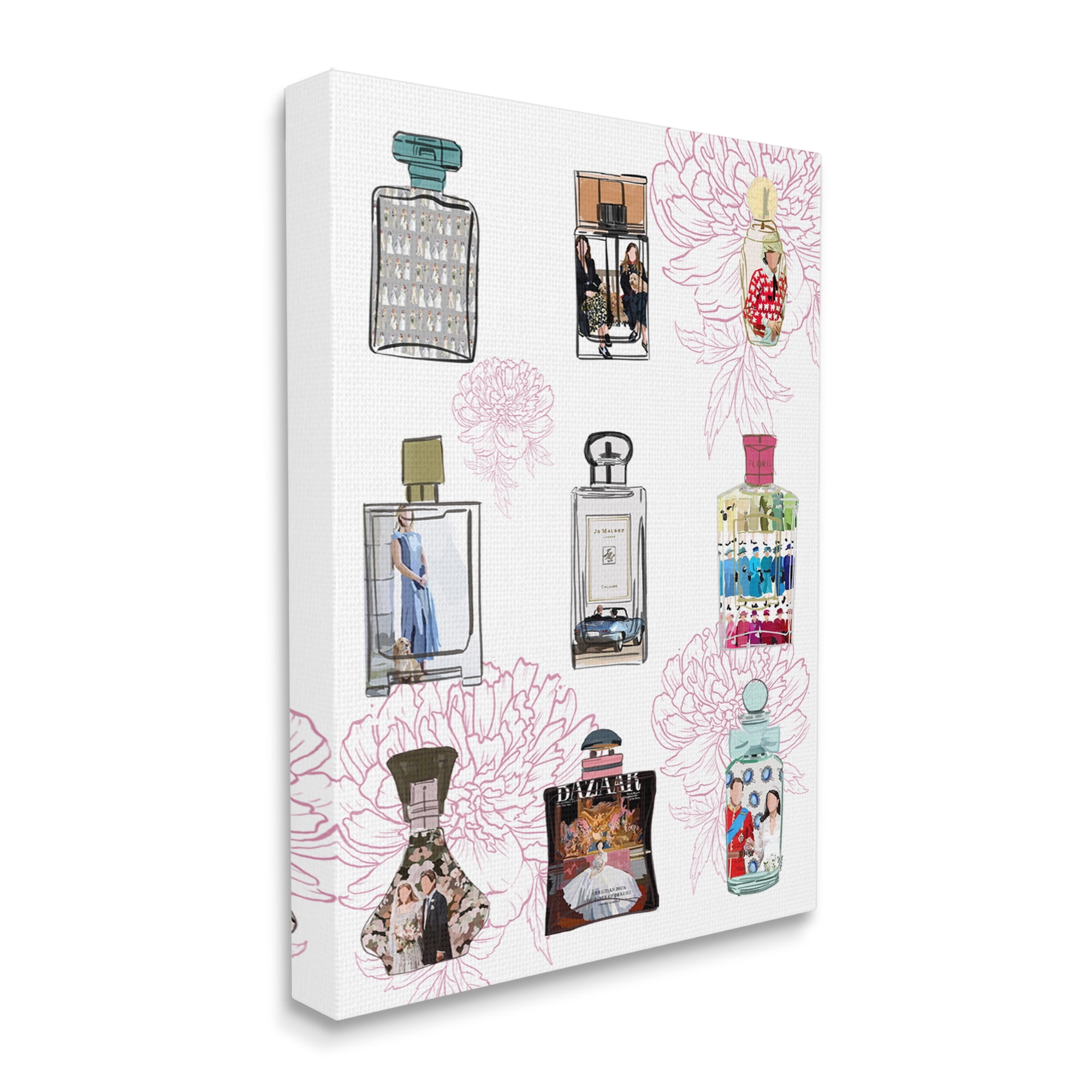 Stupell Industries Polished Perfume Stylish Luxury Fashion Flower Pattern Graphic Art Gallery Wrapped Canvas Print Wall Art, Design by Amelia Noyes