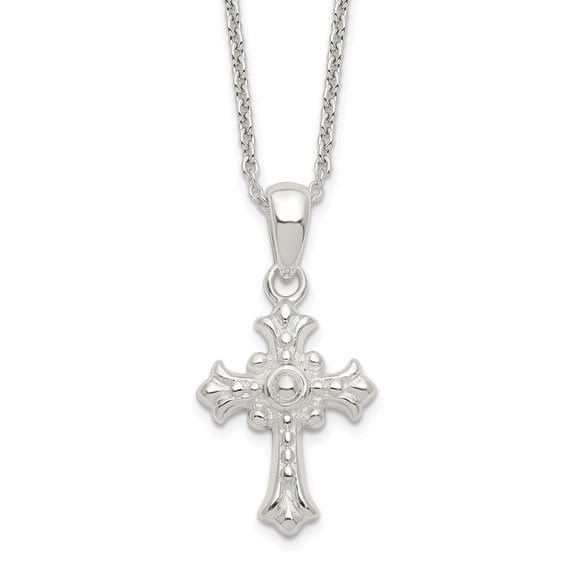 Diamond2Deal 925 Sterling Silver Polished Cross Pendant Necklace for Women 1