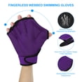 thumbnail image 3 of Uxcell Webbed Swimming Gloves Swim Gloves Aquatic Fitness Aerobics Gloves Purple/Black 1 Pair, S, 3 of 6