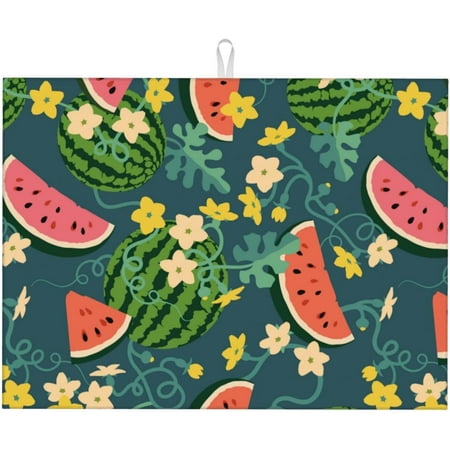 

SKQIT Watermelons Large Dish Drying Mat for Kitchen Microfiber Absorbent Quick Reusable Dish Draining Mat 18x24 Inch