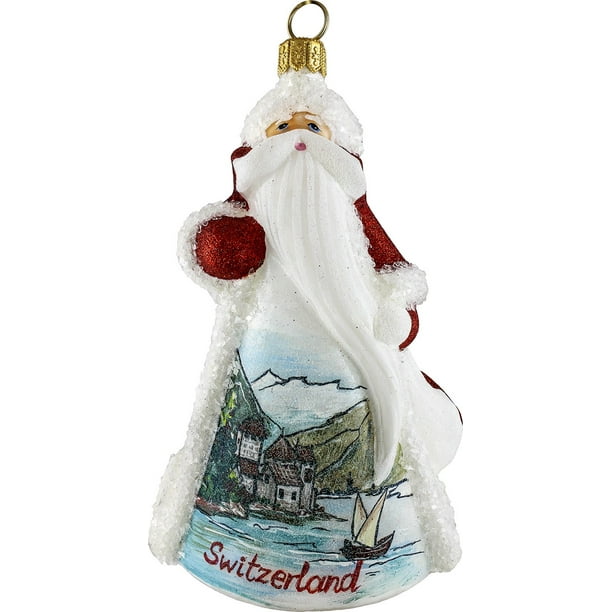 Glitterazzi Switzerland Swiss Santa Polish Glass Christmas Ornament