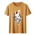 thumbnail image 3 of Tops de Cuello Alto para las Mujeres Amante Impreso Camiseta Cuello Redondo Manga Corta, Poliéster Spandex, 3 of 6