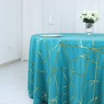 thumbnail image 2 of BalsaCircle 120" Teal Gold Metallic Geometric Design Polyester Round Tablecloth Catering, 2 of 8