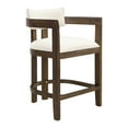 thumbnail image 3 of Corlas 26" Seat Height Medieval Modern Fabric Upholstered Counter Stools with Footrest, Rubber Wood Frame, Walnut+Beige, Set of 2, 3 of 14