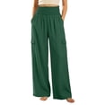 thumbnail image 2 of Elvqul Womens Cargo Pants with Multi Pockets, High Waisted Wide Leg Straight Pants Elastic Waist Quick Dry Casual Baggy Relaxed Fit Athletic Pants for Hiking Climbing, 2 of 6