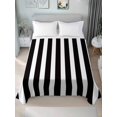 thumbnail image 4 of Black Striped Flat Sheet Only Twin Size, Soft Breathable Bed Top Sheets for Mattress, Modern Farmhouse Black White Stripes Luxury Bedding Flat Sheets for Home Hotel Bedroom Bed Protection, 4 of 9