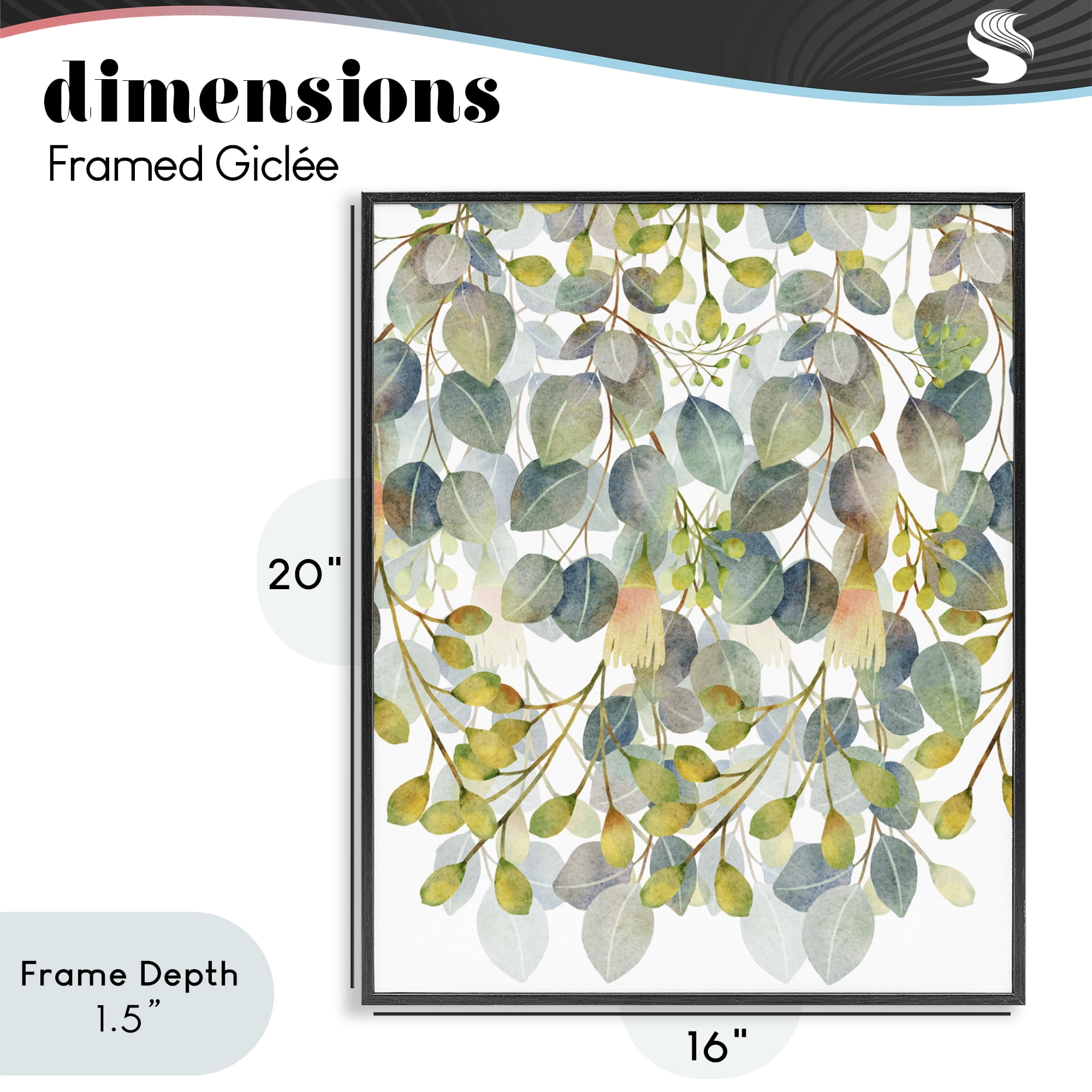 Stupell Industries Hanging Layered Botanicals Black Framed Giclee Art, design by Marcus Prime