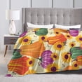 thumbnail image 4 of Thanksgiving Pumpkin Throw Blanket, Cute Autumn Leaf Blanket for Adults, Soft Comfortable Pumpkins Fleece Carpet Blanket for Sofa Bed Couch, 4 of 6