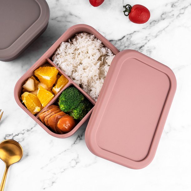 Travelwnat Bento Lunch Box Container,Reusable Silicone Bento Lunch