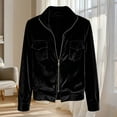 thumbnail image 6 of Sheghy Lapel Jacket for Women Solid Flap Pocket Zip Front Long Sleeve Fall Winter Black S, 6 of 6
