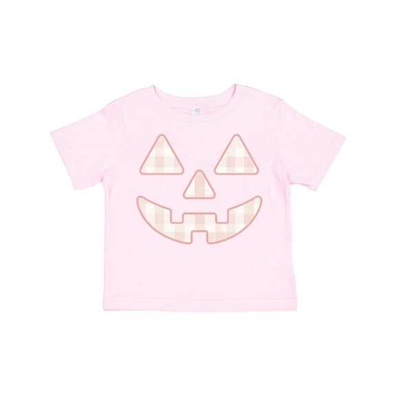 Inktastic Plaid Pastel Pink Pumpkin Face Halloween Decor Girls Toddler T-Shirt
