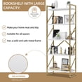 thumbnail image 4 of Walsunny Bookshelves Wooden Bookcases 5 Tiers H-Shaped Bookshelf with 5 Open Display Shelves Gold, 4 of 9