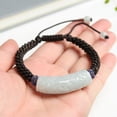 thumbnail image 3 of Natural Green Grade A Jade Jadeite Men Women Long Tube Bead Bracelet, 3 of 5