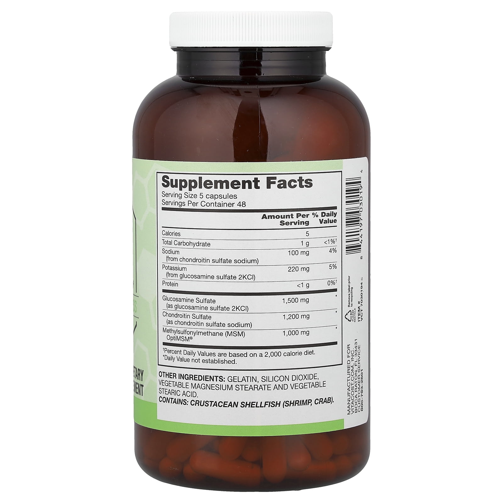 Vitacost Synergy®, Glucosamine, Chondroitin & MSM, 240 Capsules