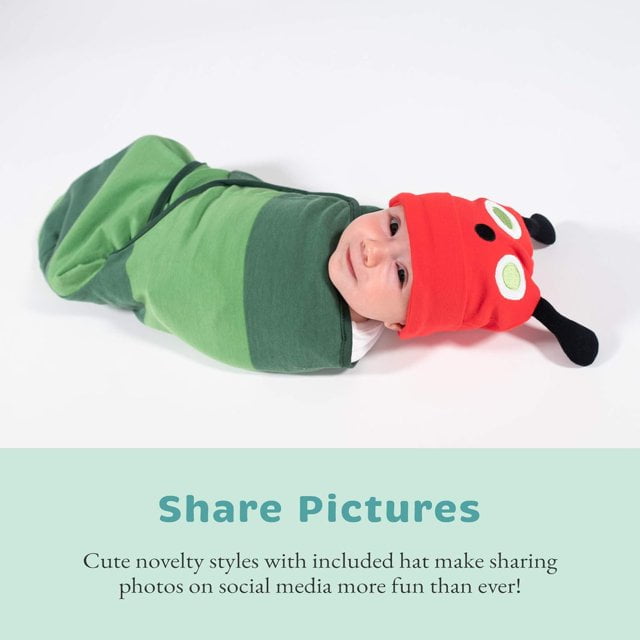 Cuddle Club Baby Wrap Swaddle Blanket Sleep Sack Bundle with Novelty Beanie Hat, Football Swaddle Small