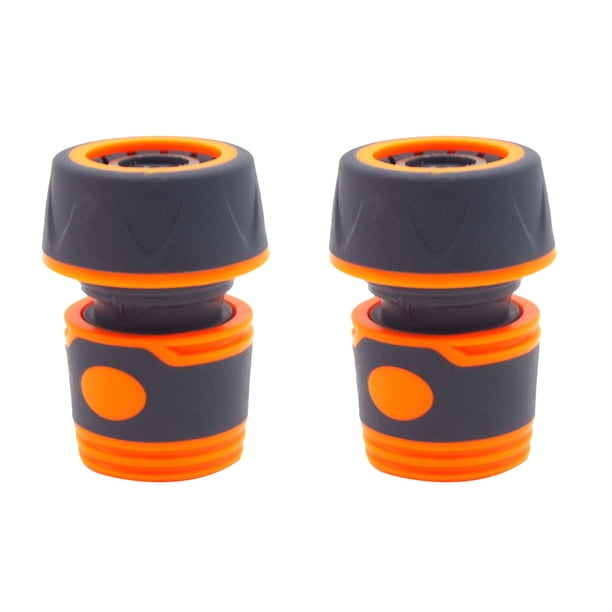 2 conectores rápidos para manguera de jardín de 3/4", para lavado de autos, de plástico, para jardín, color naranja