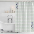 thumbnail image 3 of Blue Spring Floral Shower Curtain, Waterproof Shower Curtains for Bathroom, Watercolor Teal Plaid Summer Botanical Washable Fabric Bathtub Curtain Set Bath Decor with 12 Hooks 48"x72", 3 of 8