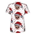 thumbnail image 4 of Mujeres con cuello en V Chriatmas Snow Printing Workout Pokets Uniformes de enfermera Blusa de manga corta Jerseys Top Fridja  gope4166, 4 of 4