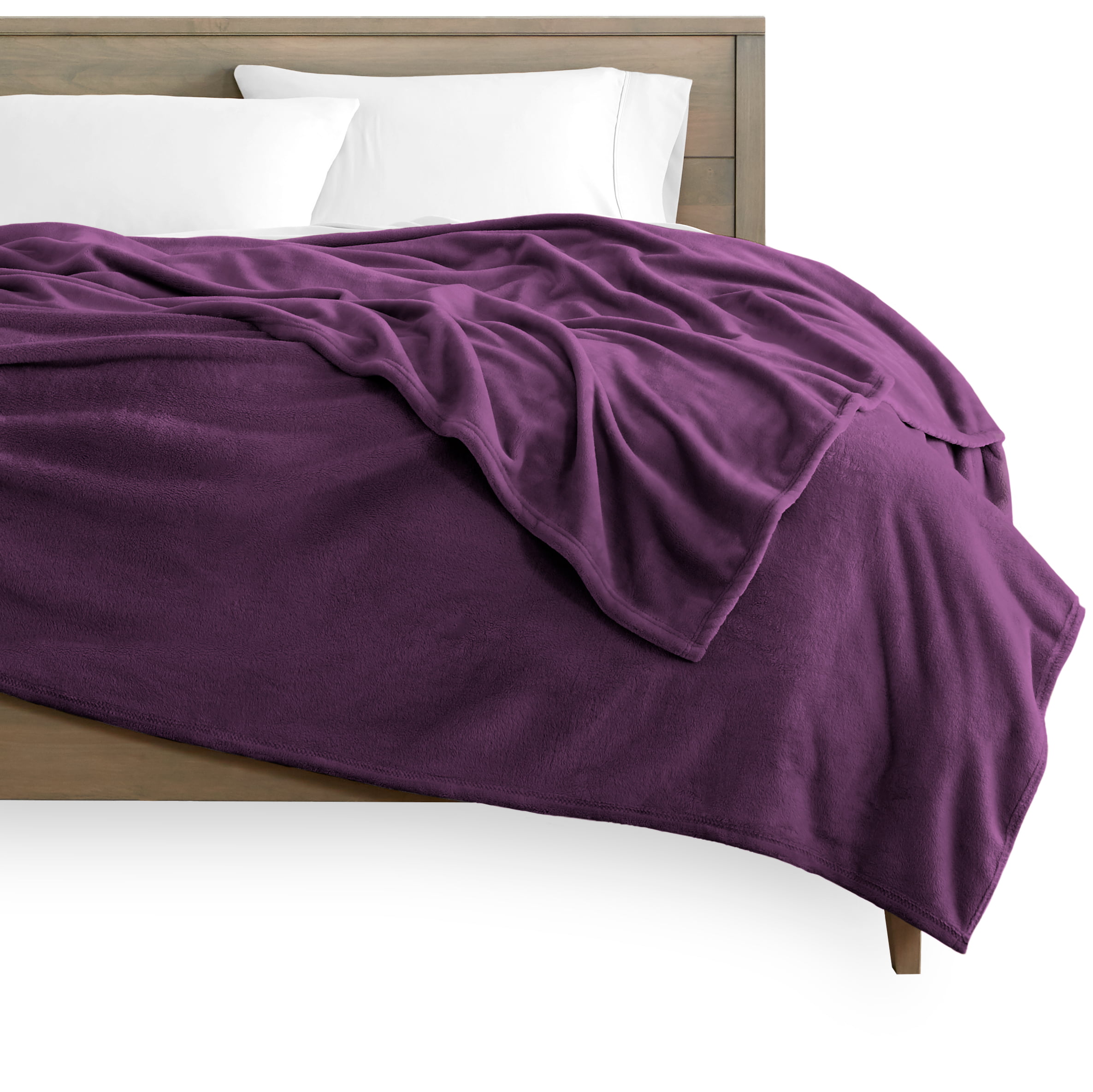 Bare Home Ultra Soft Microplush Fleece Blanket (Full/Queen, Plum)
