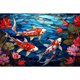 thumbnail image 1 of Kit de pintura por números sobre lienzo, arte al óleo artesanal, imagen de carpa Koi, decoración del hogar, 60x40cm, 1 of 9