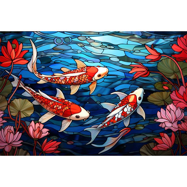 Kit de pintura por números sobre lienzo, arte al óleo artesanal, imagen de carpa Koi, decoración del hogar, 60x40cm